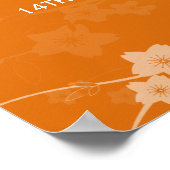 結婚シーティングチャートさくらんぼ花オレンジ ポスター (角)