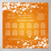 結婚シーティングチャートさくらんぼ花オレンジ ポスター (正面)