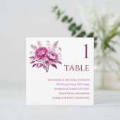 結婚シーティングチャート – 水色マゼンタピーニー –  招待状 (スタンド正面)