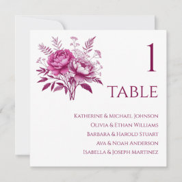 結婚シーティングチャート – 水色マゼンタピーニー – 招待状