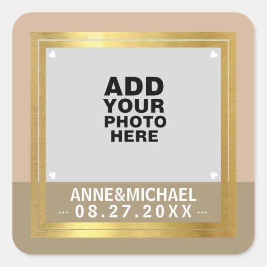 結婚シール/カップル名写真 スクエアシール (正面)