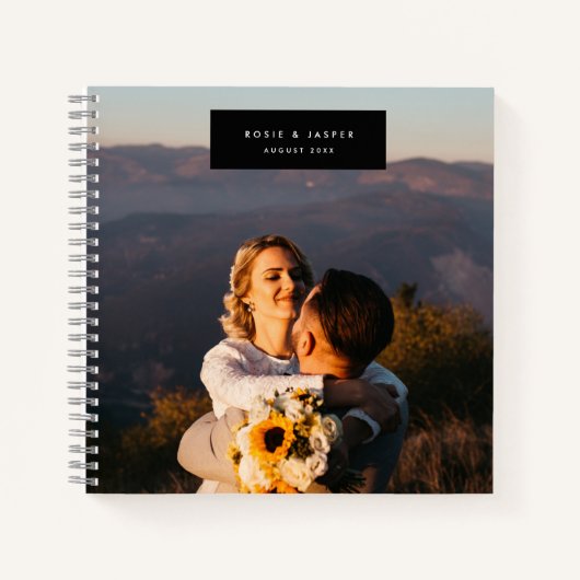 結婚スモダンミニマルスタイリッシュブラックゲスト ノートブック (正面)