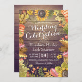 結婚ズお祝い秋メープルリーフパンプキンウッド 招待状 (正面/裏面)