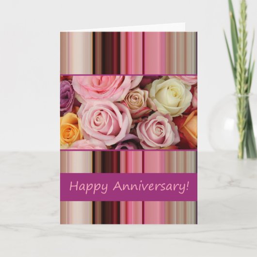 結婚ズアニバーサリーカード – パステルバラストライプ カード (正面)