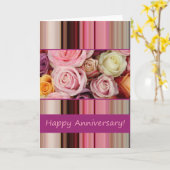 結婚ズアニバーサリーカード – パステルバラストライプ カード (黄色い花)