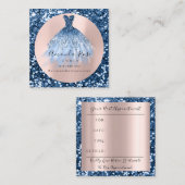 結婚ズイベントプランナーバラスタイルグリッターブルーネイビー 予約カード (正面/裏面)