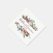 結婚ズウィンターホリデーナプキンズ | Burgundy Blue スタンダードカクテルナプキン (角)