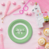 結婚ズエレガントモノグラムネームシックパステルグリーン ペーパープレート (パーティー)