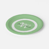 結婚ズエレガントモノグラムネームシックパステルグリーン ペーパープレート (アングル)