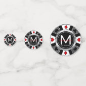 結婚ズカジノトランプのポーカーチップ – シルバー&ブラック コンフェッティ (裏面)