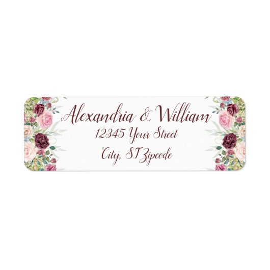 結婚ズカップルロマンチックバラ差出人住所ラベル ラベル (正面)