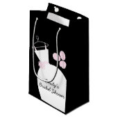 結婚ズガウンピンクブライダルシャワーブラック スモールペーパーバッグ (正面アングル)
