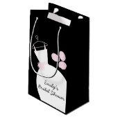 結婚ズガウンピンクブライダルシャワーブラック スモールペーパーバッグ (裏面アングル)