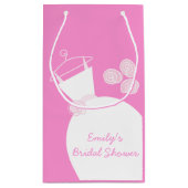 結婚ズガウンピンクブライダルシャワー小 スモールペーパーバッグ (裏面)