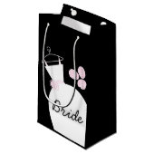 結婚ズガウンピンクブライド抱き枕ブラック スモールペーパーバッグ (正面アングル)