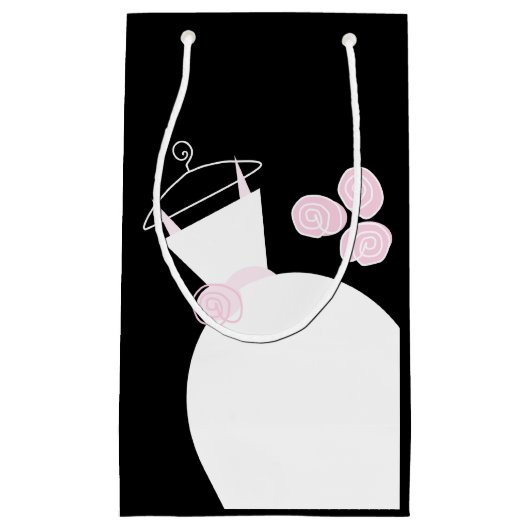 結婚ズガウンピンク抱き枕ブラック スモールペーパーバッグ (正面)