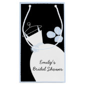 結婚ズガウンブルーブライダルシャワーブラックパステルスモール スモールペーパーバッグ (裏面)