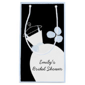 結婚ズガウンブルーブライダルシャワーブラックパステルスモール スモールペーパーバッグ (正面)