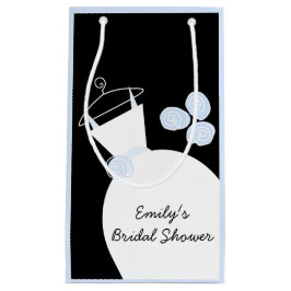 結婚ズガウンブルーブライダルシャワーブラックパステルスモール スモールペーパーバッグ