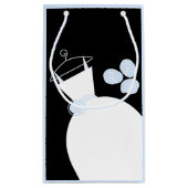 結婚ズガウンブルー抱き枕ブラック淡い色のブルー スモールペーパーバッグ (裏面)