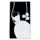 結婚ズガウンブルー抱き枕ブラック淡い色のブルー スモールペーパーバッグ (正面)