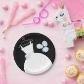 結婚ズガウンブルー紙プレートブラック ペーパープレート (パーティー)