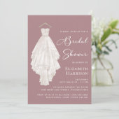 結婚ズガウン水カラーほこりっぽいバラブライダルシャワー 招待状 (スタンド正面)