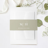 結婚ズクラシックシンプルセージ緑モノグラム 招待状ベリーバンド