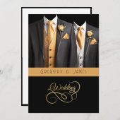 結婚ズグレー&オレンジバラシルクタイ 招待状 (正面/裏面)