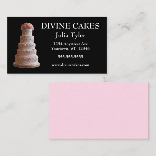 結婚ズケーキ&ピンクローゼズベイカーベーカリーケーキショップ 名刺 (正面/裏面)