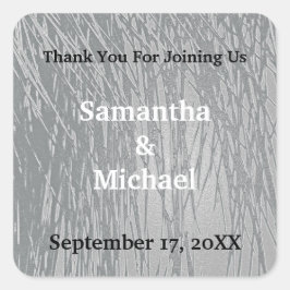 結婚ズゲストエレガントシルバーストライプズ スクエアシール