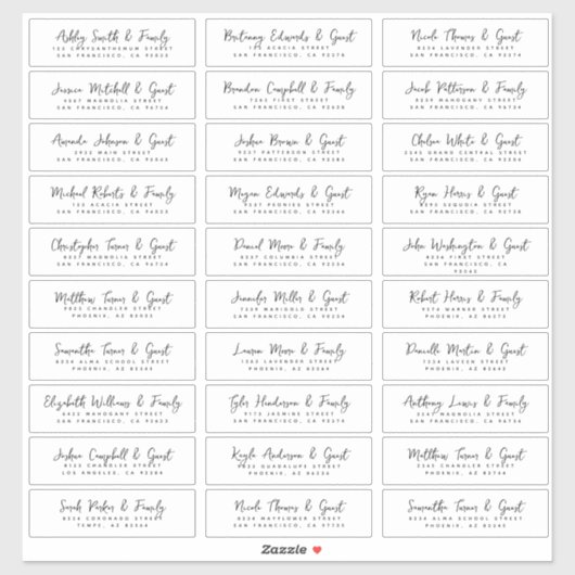 結婚ズゲストネーム&アドレシンプルスモダンシック シール (シート)