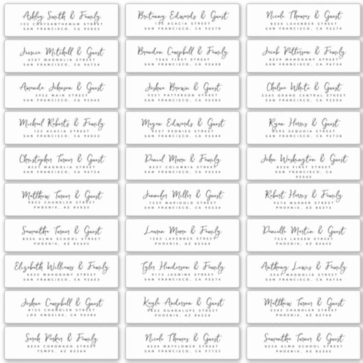 結婚ズゲストネーム&アドレシンプルスモダンシック シール (正面)