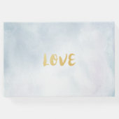 結婚ズゲストブックウォーターカラーティール（緑がかった色）金ゴールドアゲートゲード ゲストブック (裏面)