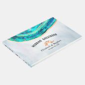 結婚ズゲストブックウォーターカラーティール（緑がかった色）金ゴールドアゲートゲード ゲストブック (コーナー)