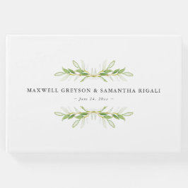 結婚ズゲストブックウォーターカラー植物緑 ゲストブック