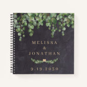 結婚ズゲストブックグリ素朴ネリー金ゴールド植物学 ノートブック (正面)