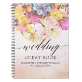 結婚ズゲストブックシックカラフルウォーターカラー花 ノートブック (正面)