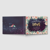 結婚ズゲストブックシックフローラパープルスパークルライト ゲストブック (全面)