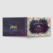 結婚ズゲストブックシックフローラパープルスパークルライト ゲストブック (全面)