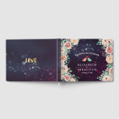 結婚ズゲストブックシックフローラパープルスパークルライト ゲストブック (全面)