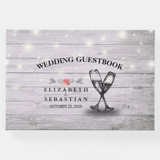 結婚ズゲストブックシャンパングラスウッドライト ゲストブック (正面)