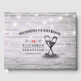 結婚ズゲストブックシャンパングラスウッドライト ゲストブック