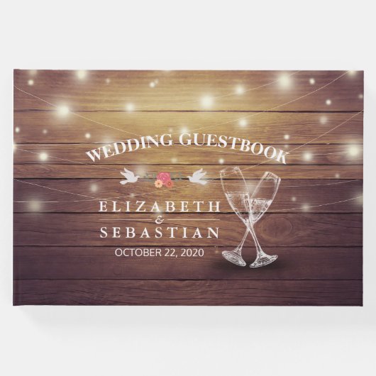 結婚ズゲストブックシャンパングラスウッドライト ゲストブック (正面)