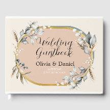結婚ズゲストブックニュートラルズコットンピーチ葉ズ
