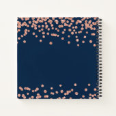 結婚ズゲストブックバラ金ゴールドグリッター紙吹雪海軍 ノートブック (裏面)