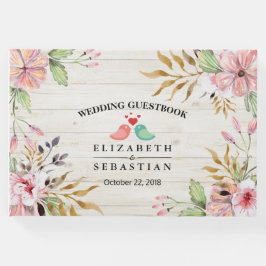 結婚ズゲストブック水彩花素朴木 ゲストブック