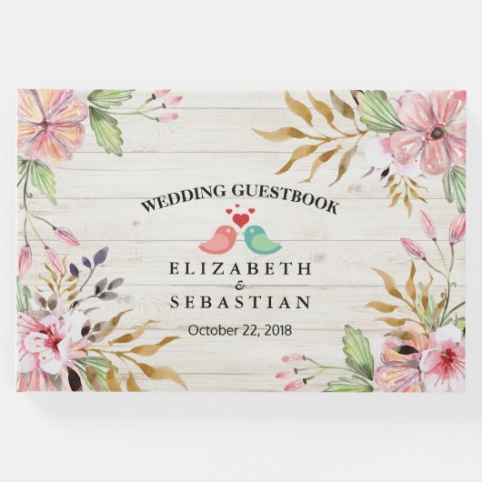結婚ズゲストブック水彩花素朴木 ゲストブック (正面)