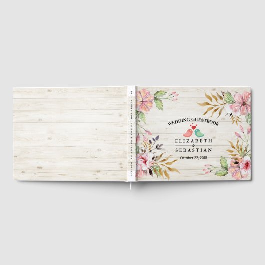結婚ズゲストブック水彩花素朴木 ゲストブック (全面)