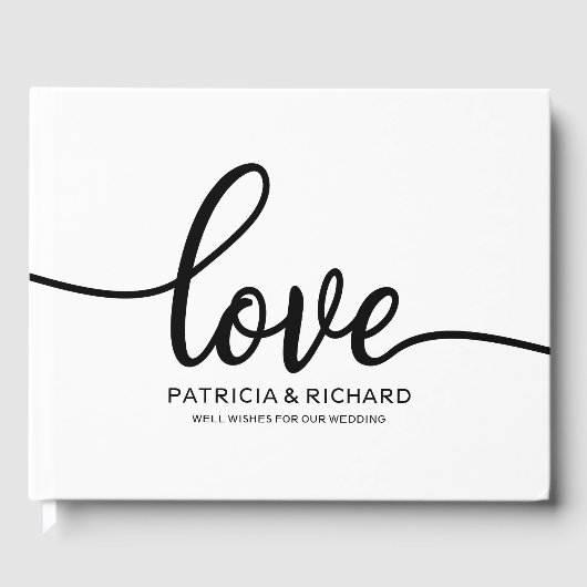 結婚ズゲストブック白黒シックスクリプト ゲストブック (正面)